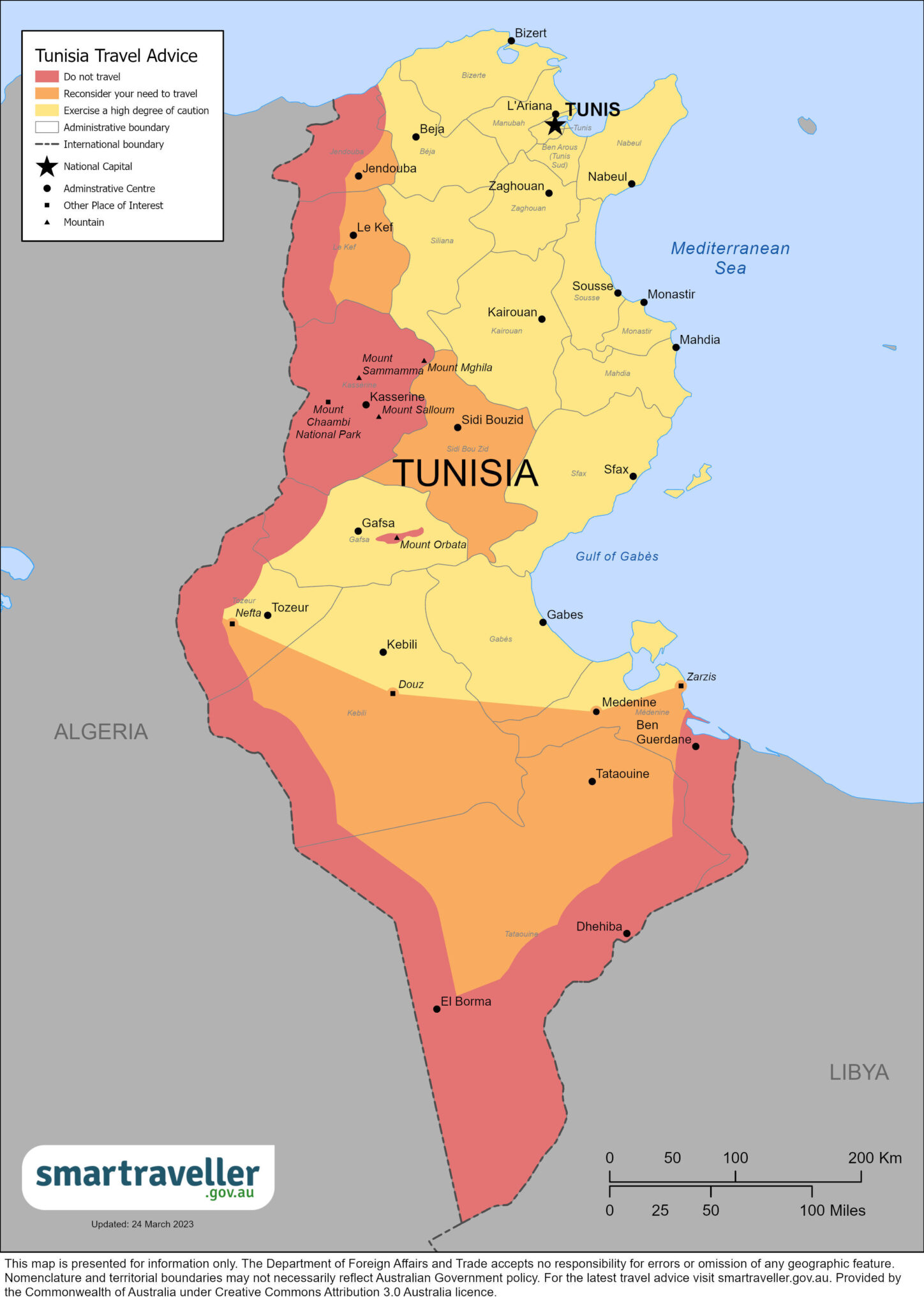 canada travel warnings tunisia